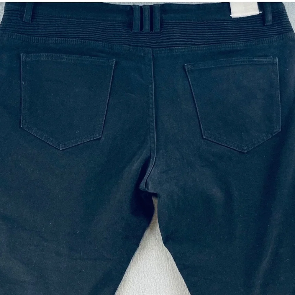 Embellish Men Moto Biker Jeans Black Stretch Denim Sz 40 Ribbed Zip Streetwear